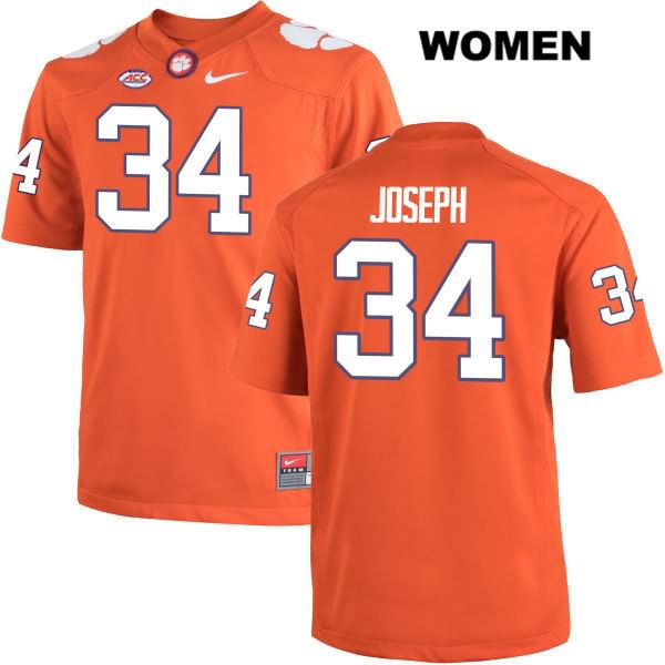 Women's Clemson Tigers #34 Kendall Joseph Stitched Orange Authentic Nike NCAA College Football Jersey VDJ4646MK